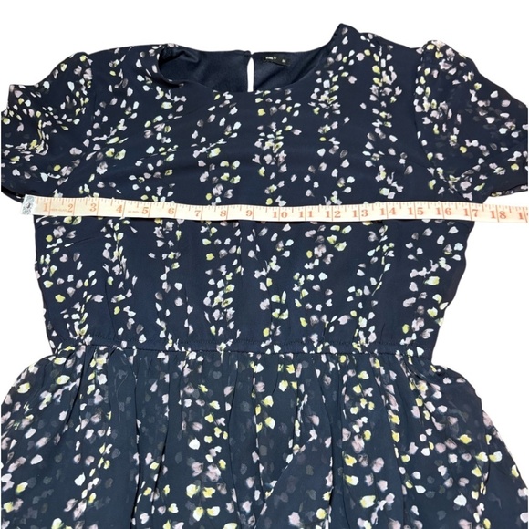 ONLY Easy Care Poly Chiffon Fully Lined, Tiered Long Sleeve Mini Dress US Sz 6 - Picture 6 of 11